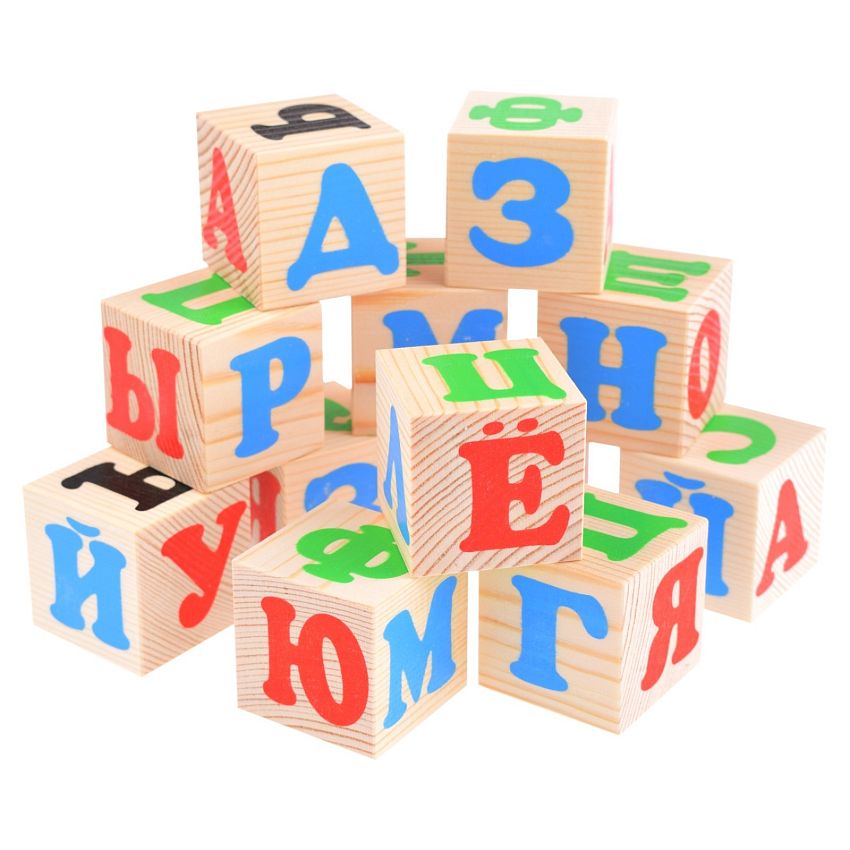 Holzwürfel mit russischem Alphabet