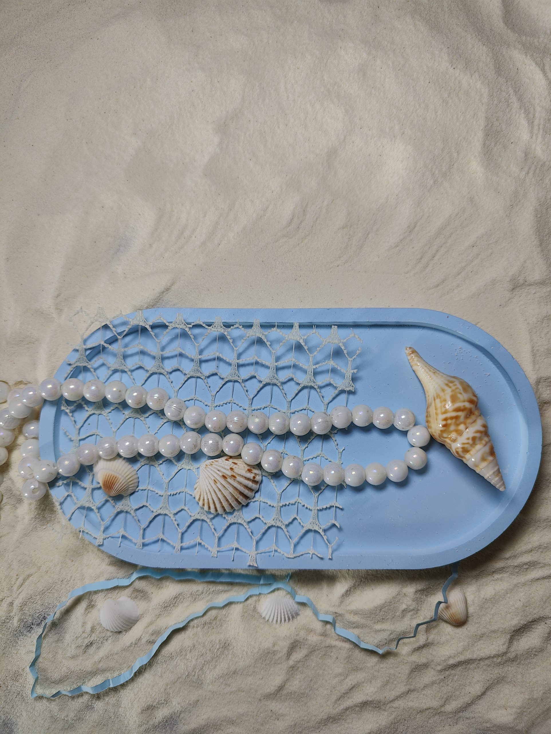 Oval Tray with Silver Leaf Detail
