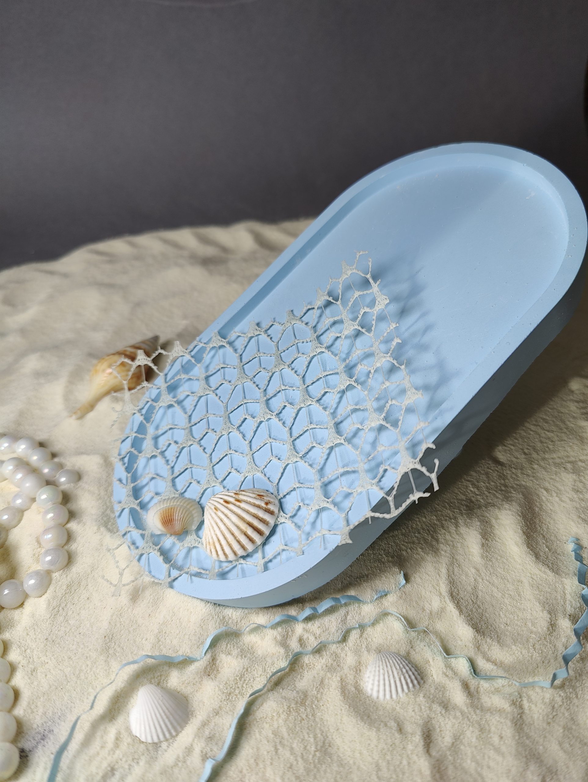 Oval Tray with Silver Leaf Detail