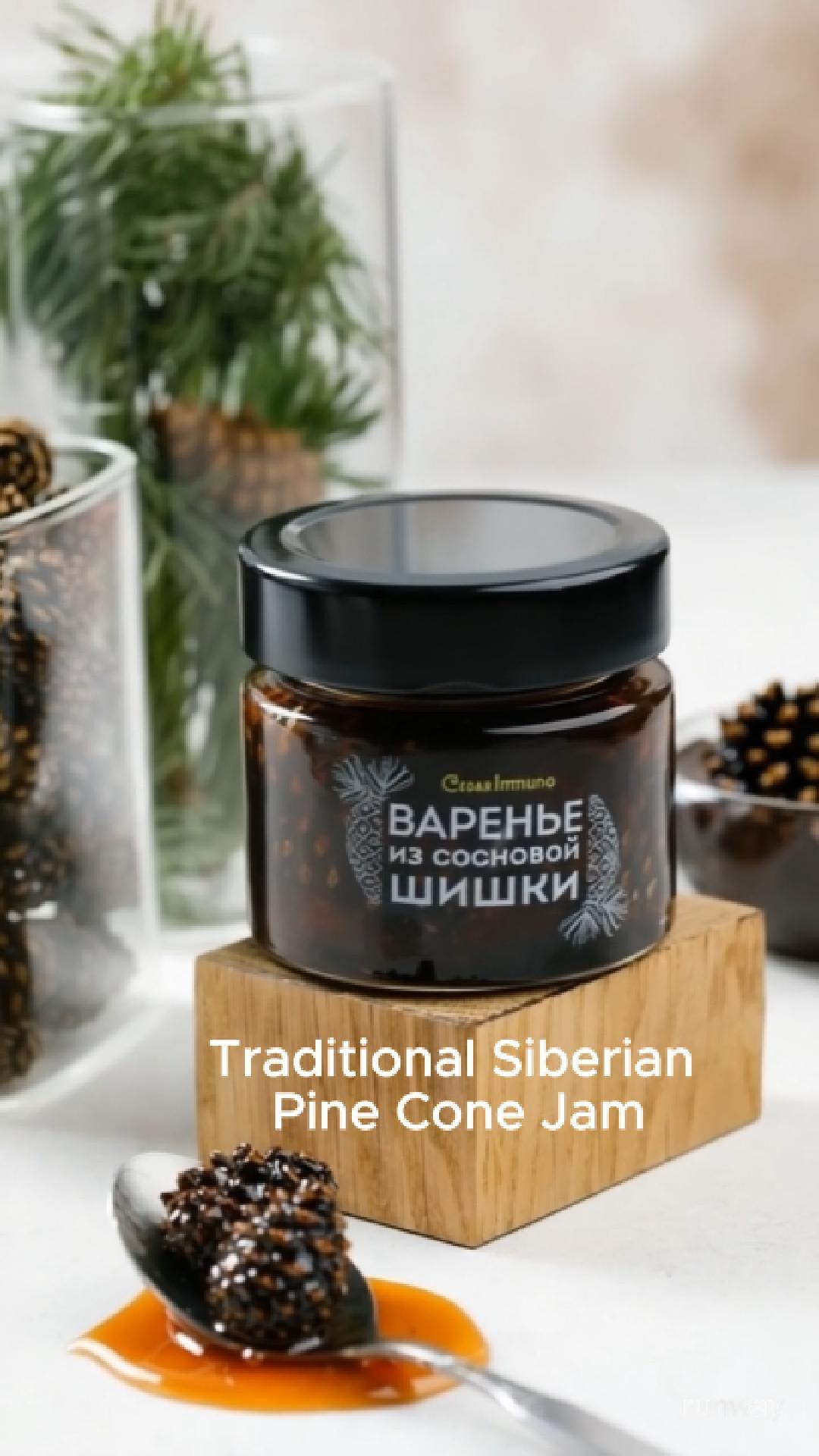 Siberian Pine Cone Jam by Cedar Immuno in a 100 g glass jar