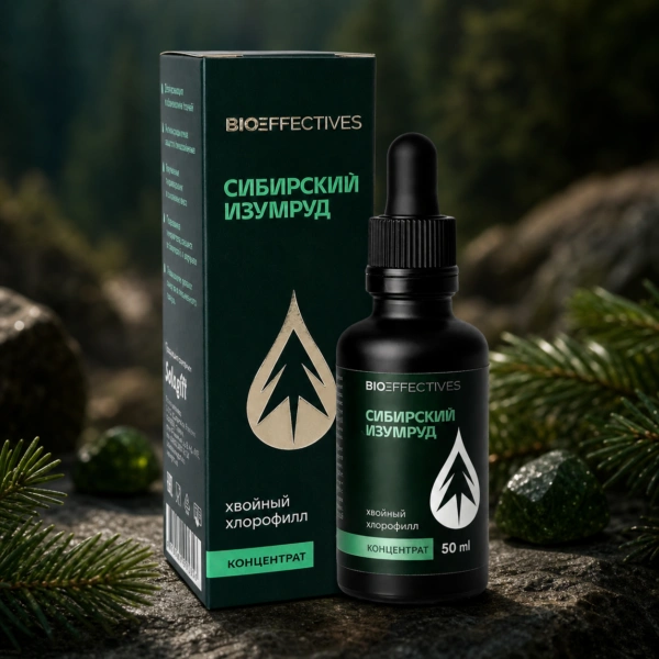Siberian Emerald coniferous chlorophyllin 50 ml bottle and retail box