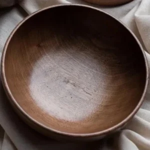 Handmade solid walnut wooden bowl, 15 cm
