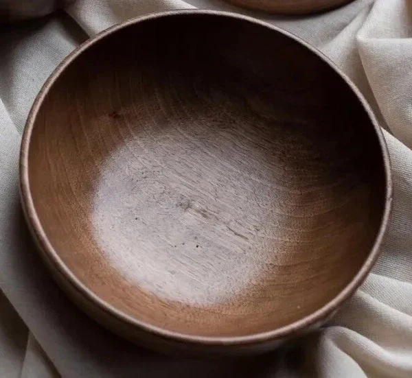 Handmade solid walnut wooden bowl, 15 cm