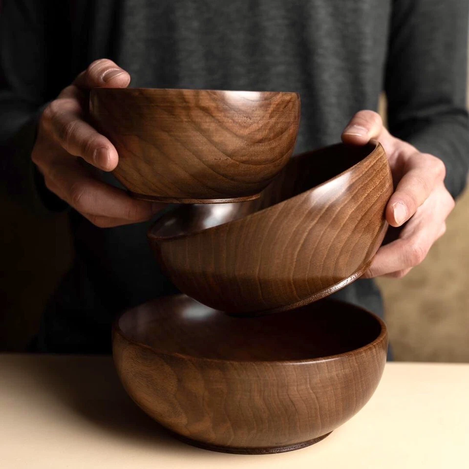 Handmade Solid Walnut Wooden Bowl – 15 cm