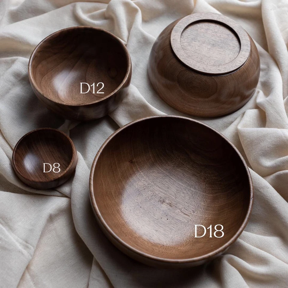 Handmade Solid Walnut Wooden Bowl – 15 cm